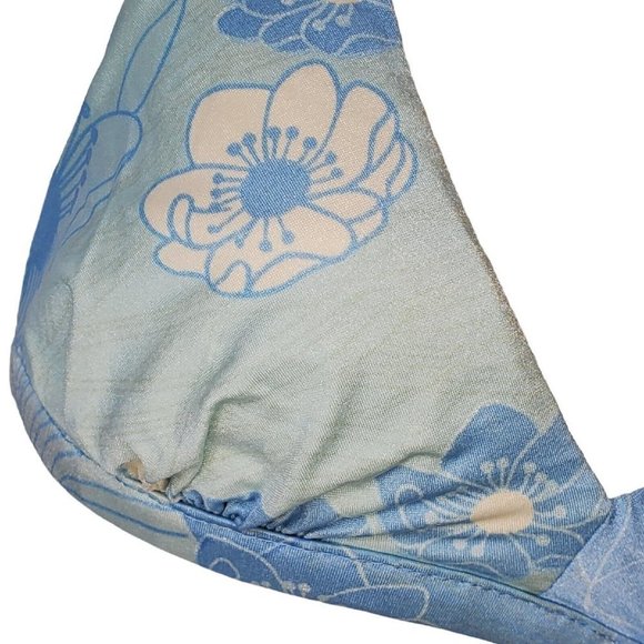 Vintage 60s 70s Pinup Retro Style Skirted Bikini Blue Halter Floral S/M READ - Picture 5 of 14